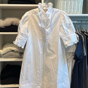 Banana Republic Mari Poplin Ruffle Mini Dress White NWT